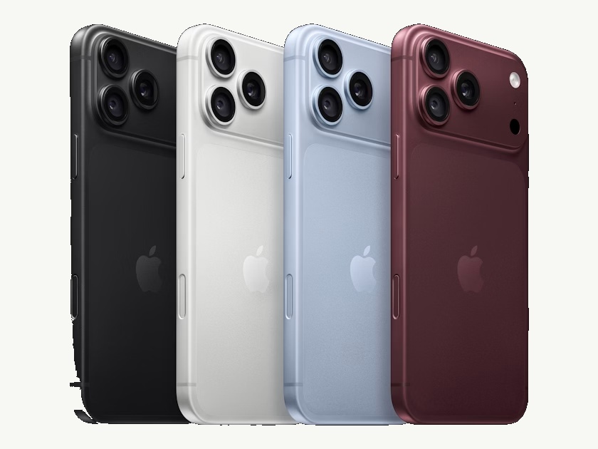 iPhone 18 Pro Max in zwart, zilver, gletsjer en bordeauxrood